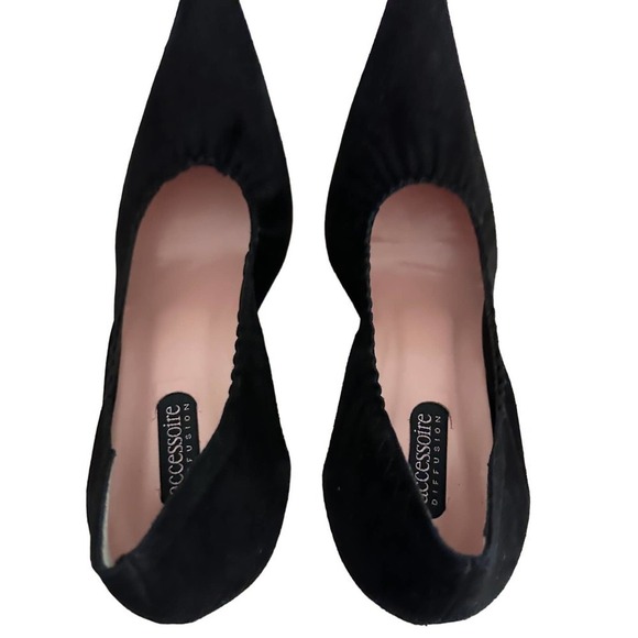 Accessoire Diffusion Paris Heels Black Suede New In Box 2005 37.5/7.5 Stiletto - Picture 7 of 9